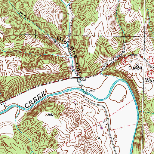 Topographic Map of Old She Hollow, KY