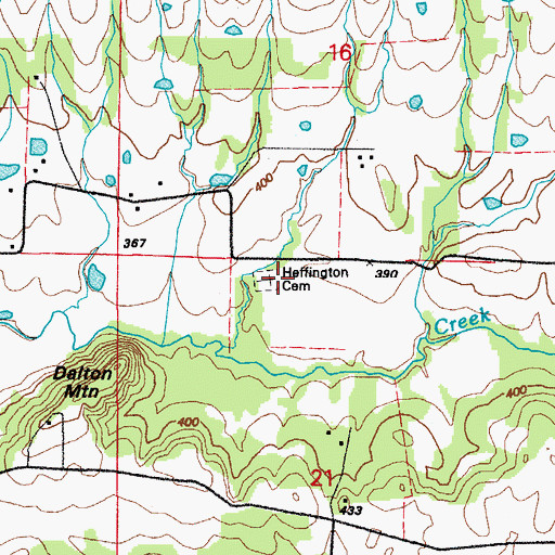 Topographic Map of Heffington Cemetery, AR
