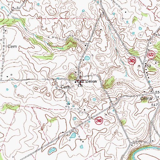 Topographic Map of Old Union Church, KY