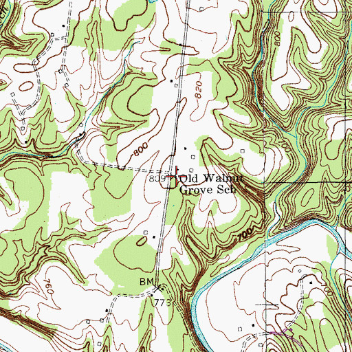 Topographic Map of Old Walnut Grove School (historical), KY