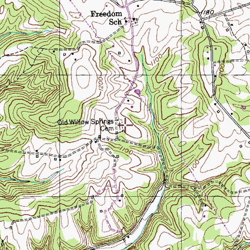 Topographic Map of Old Willow Springs Cemetery, KY