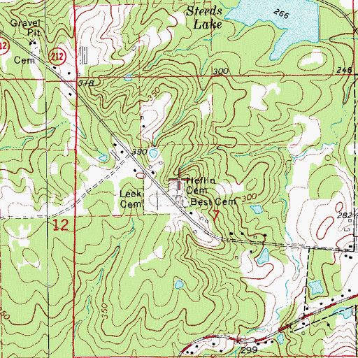 Topographic Map of Heflin Cemetery, AR