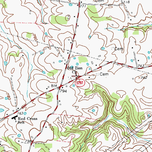 Topographic Map of Old Zion Church, KY