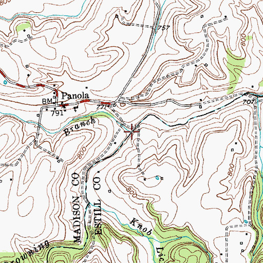Topographic Map of Oldham Branch, KY