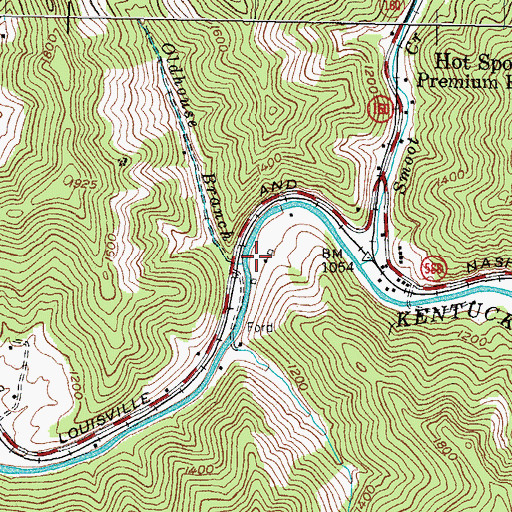 Topographic Map of Oldhouse Branch, KY