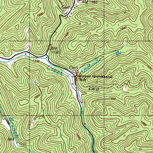 Topographic Map of Oldhouse Branch, KY