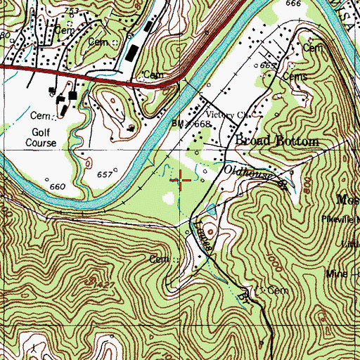 Topographic Map of Oldhouse Branch, KY