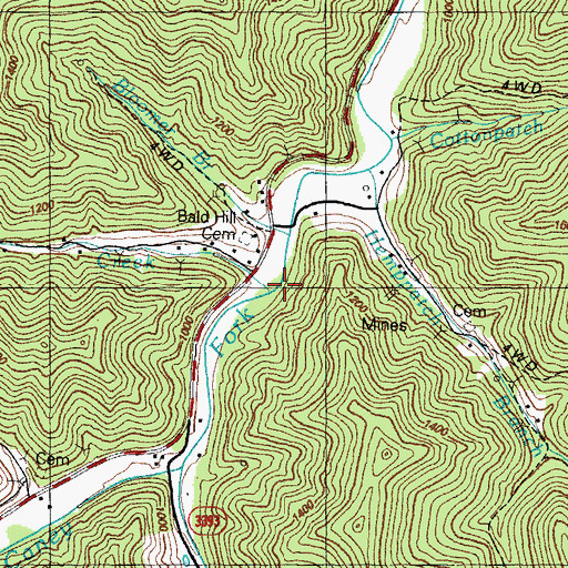 Topographic Map of Oldhouse Creek, KY