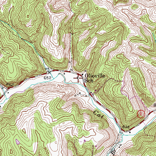 Topographic Map of Olioville School, KY