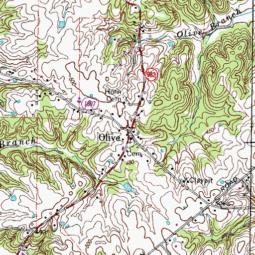 Topographic Map of Olive, KY