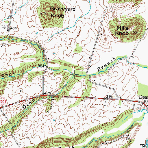 Topographic Map of Olive Branch, KY