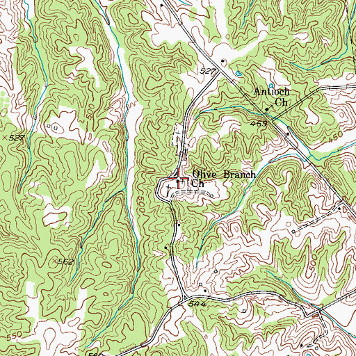 Topographic Map of Olive Branch Baptist Church, KY