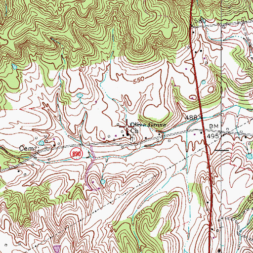 Topographic Map of Olive Grove Church, KY