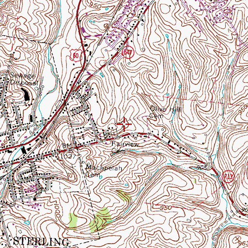 Topographic Map of Olive Hill Cemetery, KY