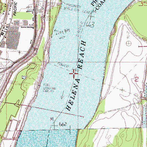 Topographic Map of Helena Reach, AR