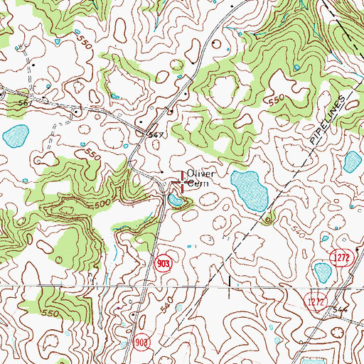 Topographic Map of Oliver Cemetery, KY