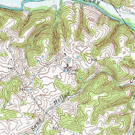 Topographic Map of Oliver Cemetery, KY