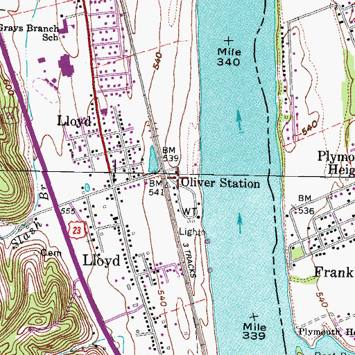 Topographic Map of Oliver Station, KY