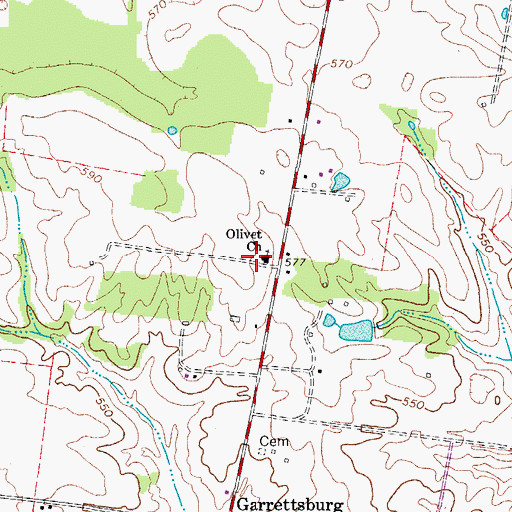 Topographic Map of Olivet Baptist Church, KY