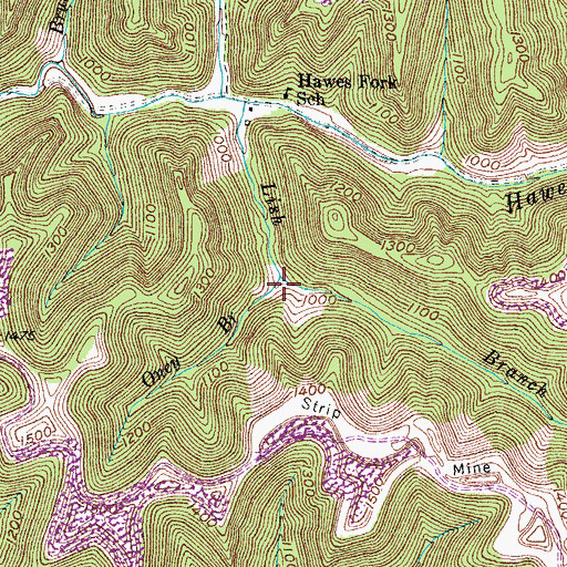 Topographic Map of Oney Branch, KY
