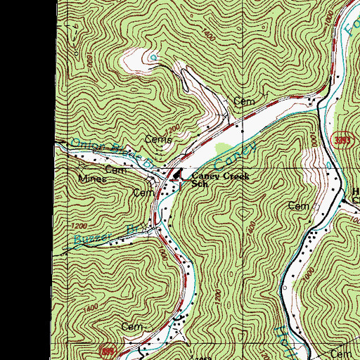 Topographic Map of Onion Blade Branch, KY