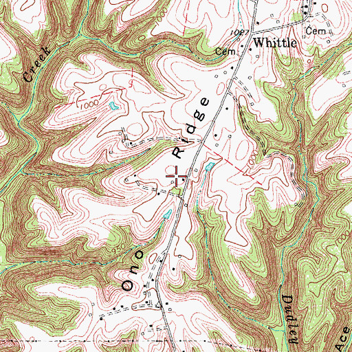 Topographic Map of Ono Ridge, KY