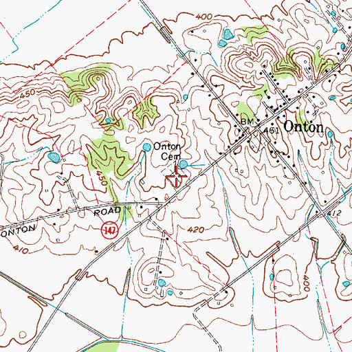 Topographic Map of Onton Cemetery, KY