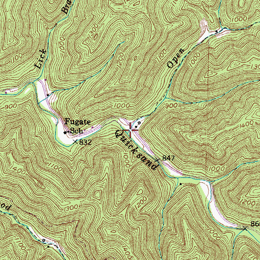 Topographic Map of Open Fork, KY