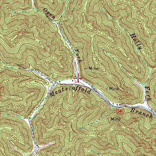 Topographic Map of Open Fork, KY