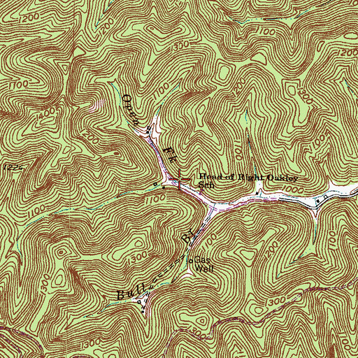 Topographic Map of Open Fork, KY