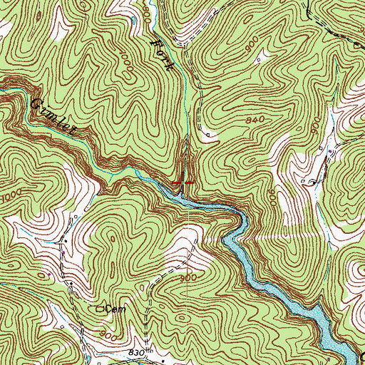 Topographic Map of Open Fork, KY