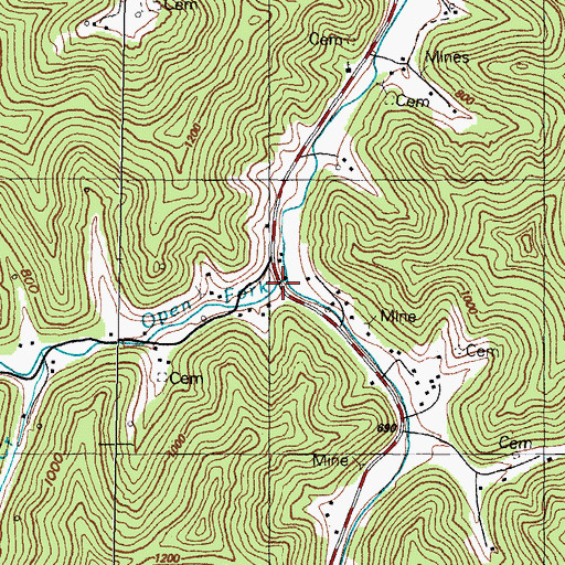 Topographic Map of Open Fork, KY