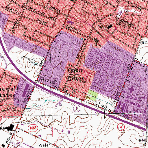Topographic Map of Open Gates, KY