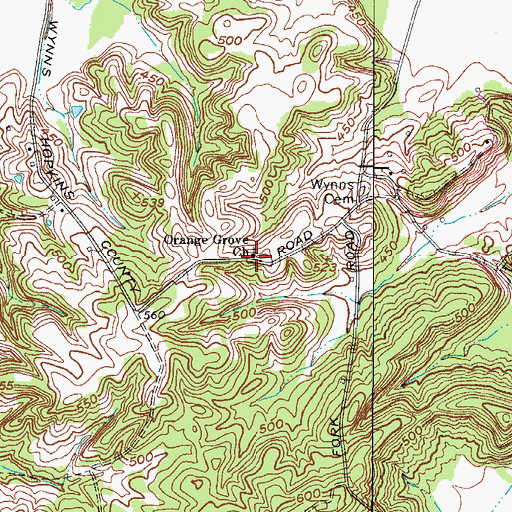 Topographic Map of Orange Grove Church, KY