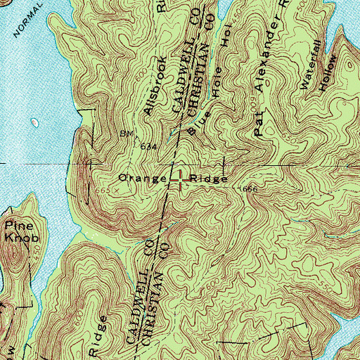 Topographic Map of Orange Ridge, KY