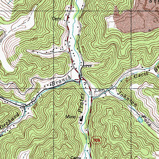 Topographic Map of Orchard Branch, KY