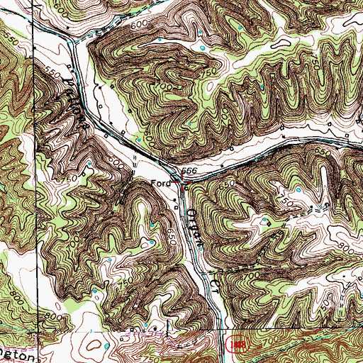 Topographic Map of Organ Creek, KY