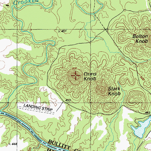 Topographic Map of Orms Knob, KY