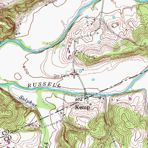 Topographic Map of Orr Cemetery, KY