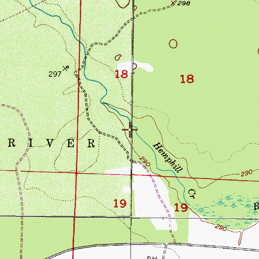 Topographic Map of Hemphill Creek, AR