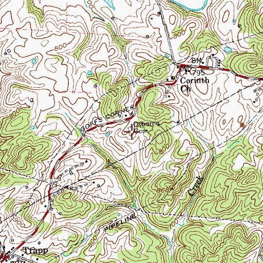 Topographic Map of Osborne Cemetery, KY