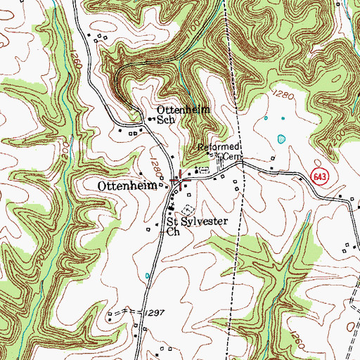 Topographic Map of Ottenheim, KY