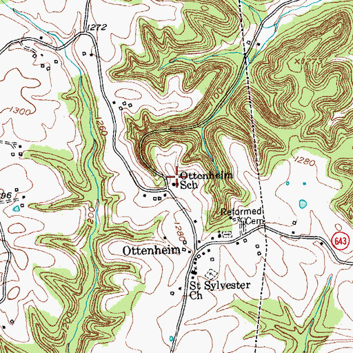 Topographic Map of Ottenheim School, KY
