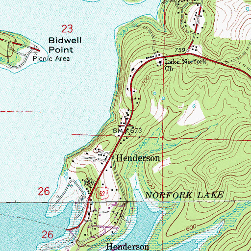 Topographic Map of Henderson, AR