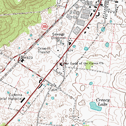 Topographic Map of Our Lady of the Caves Church, KY