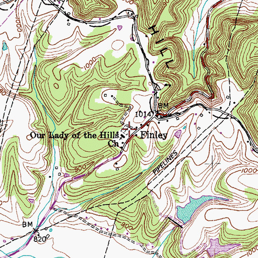 Topographic Map of Our Lady of the Hills Church, KY