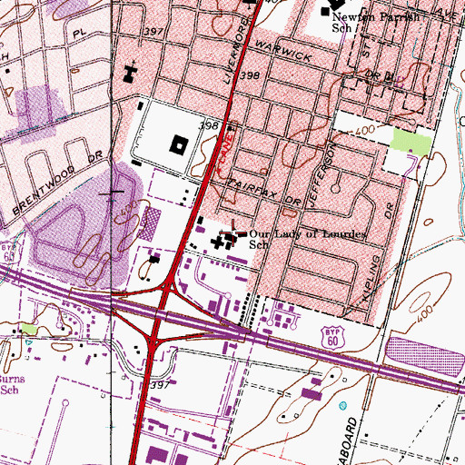 Topographic Map of Our Lady of Lourdes School, KY