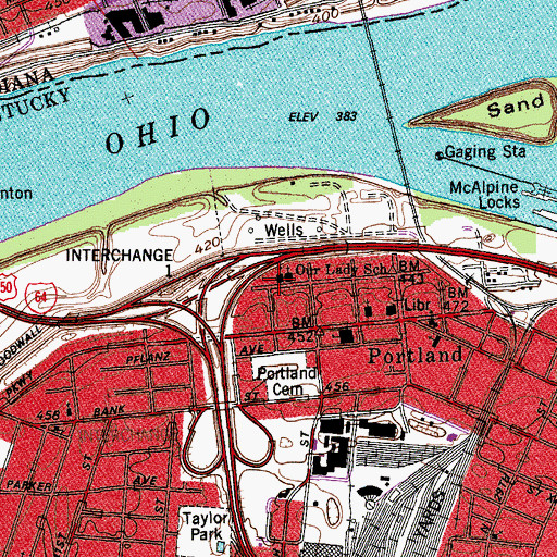 Topographic Map of Our Lady School, KY