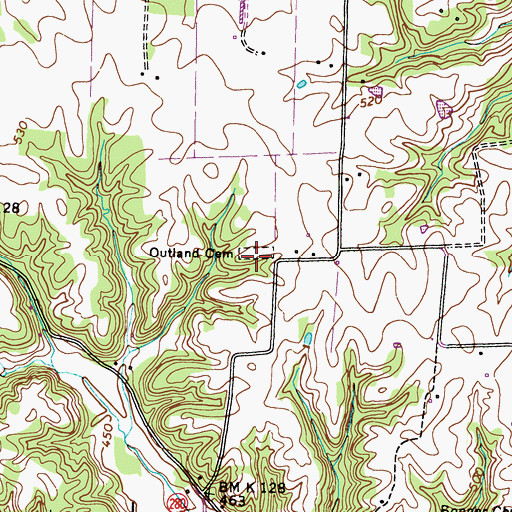 Topographic Map of Outland Cemetery, KY