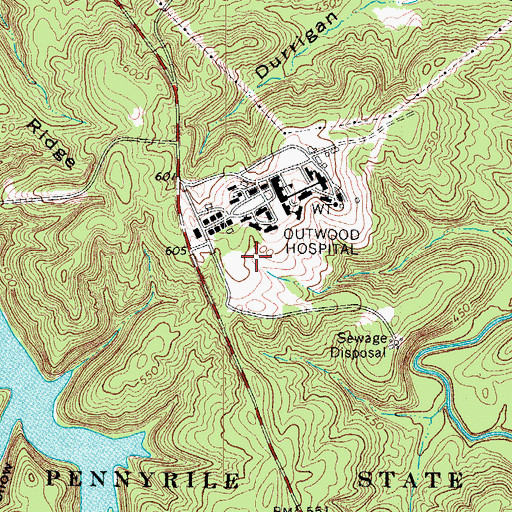 Topographic Map of Outwood Hospital, KY